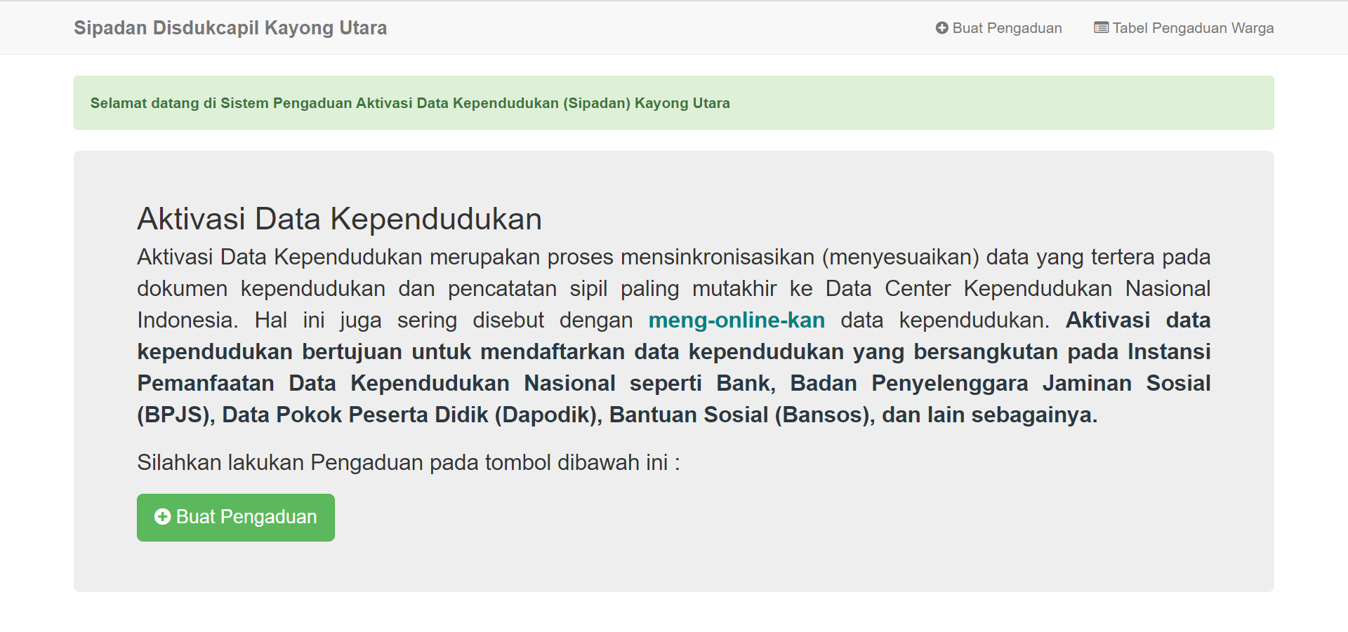 SIPADAN Dinas Dukcapil Kab. Kayong Utara