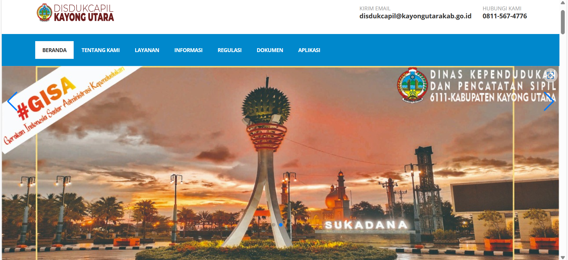 Website Dinas Dukcapil Kab. Kayong Utara